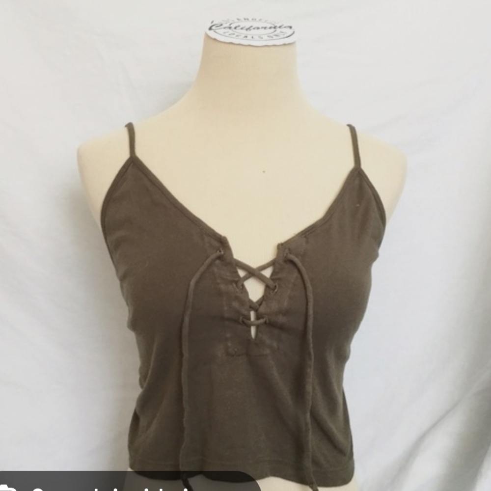Olive Lace-Up Cami Top